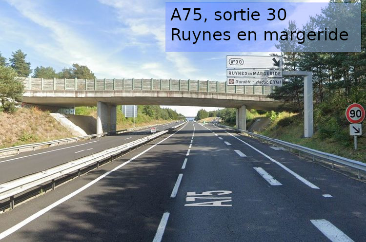 A75 sortie 30 Ruynes en Margeride